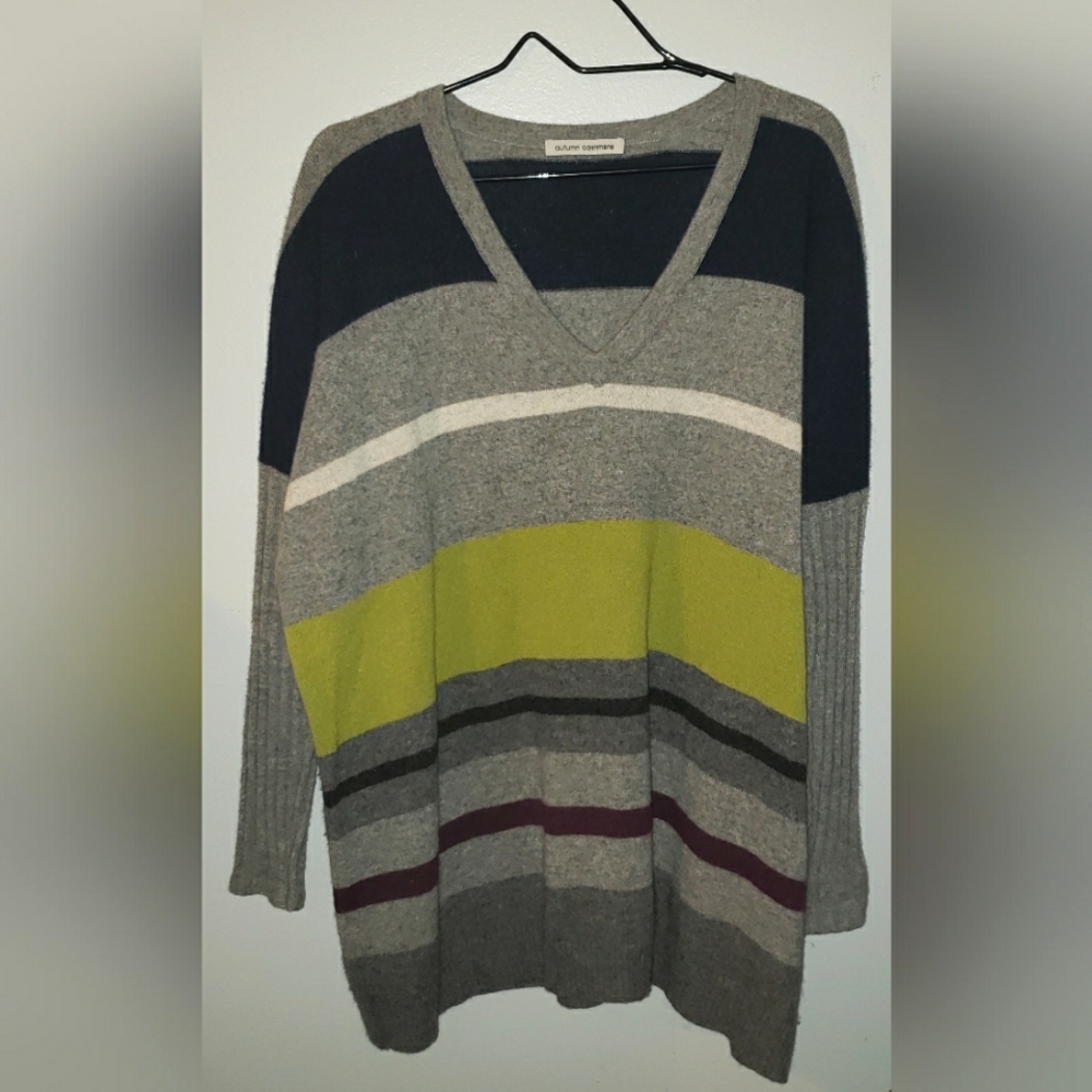 Autumn Cashmere Striped 100% Cashmere Oversized Sweater Large